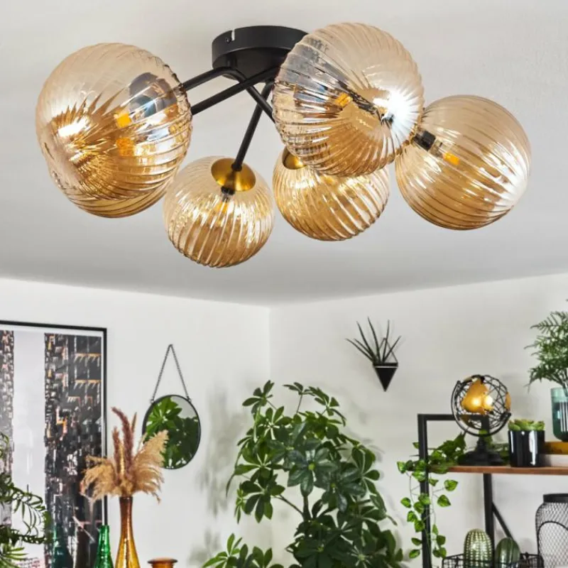 hofstein Plafonnier Chehalis Ambre, 6 lumières