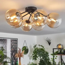 hofstein Plafonnier Chehalis Ambre, Clair, 6 lumières