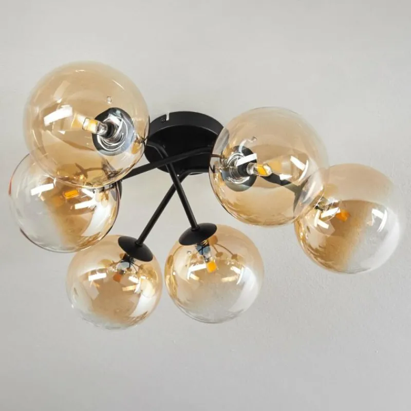 hofstein Plafonnier Chehalis Ambre, Clair, 6 lumières