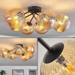 hofstein Plafonnier Chehalis Ambre, 6 lumières