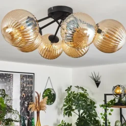 hofstein Plafonnier Chehalis Ambre, 6 lumières