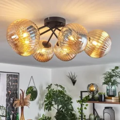 hofstein Plafonnier Chehalis Ambre, 6 lumières