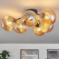 hofstein Plafonnier Chehalis Ambre, 6 lumières