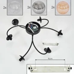 hofstein Plafonnier Chehalis Ambre, Clair, Fumé, 6 lumières