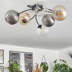 hofstein Plafonnier Chehalis Ambre, Clair, Fumé, 6 lumières