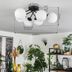hofstein Plafonnier Chehalis Blanc, 6 lumières