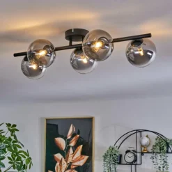 hofstein Plafonnier Chehalis Clair, Fumé, 5 lumières