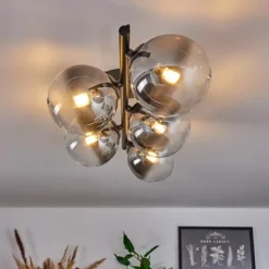 hofstein Plafonnier Chehalis Clair, Fumé, 5 lumières