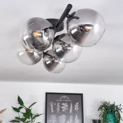 hofstein Plafonnier Chehalis Clair, Fumé, 5 lumières