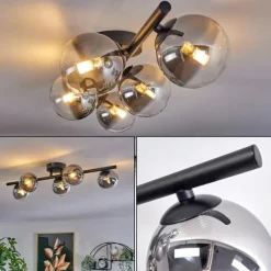 hofstein Plafonnier Chehalis Clair, Fumé, 5 lumières