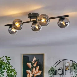 hofstein Plafonnier Chehalis Clair, Fumé, 5 lumières