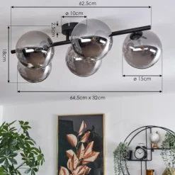 hofstein Plafonnier Chehalis Fumé, 5 lumières