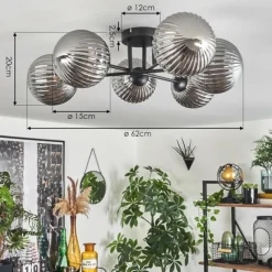 hofstein Plafonnier Chehalis Fumé, 6 lumières