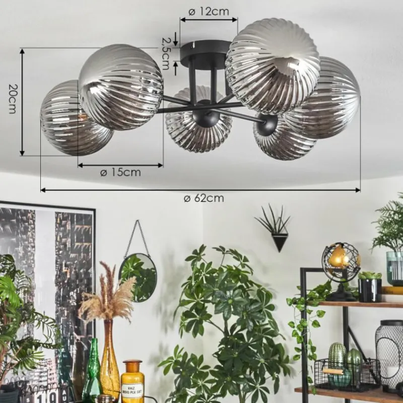 hofstein Plafonnier Chehalis Fumé, 6 lumières