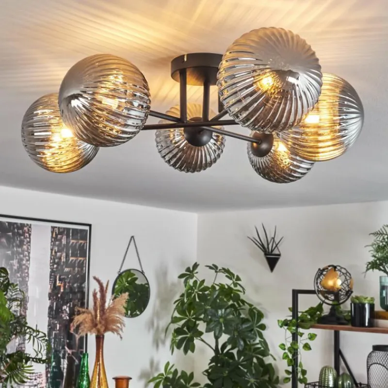 hofstein Plafonnier Chehalis Fumé, 6 lumières