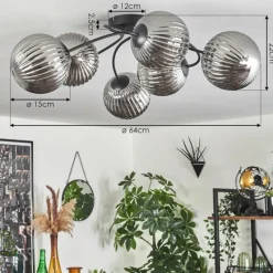 hofstein Plafonnier Chehalis Fumé, 6 lumières