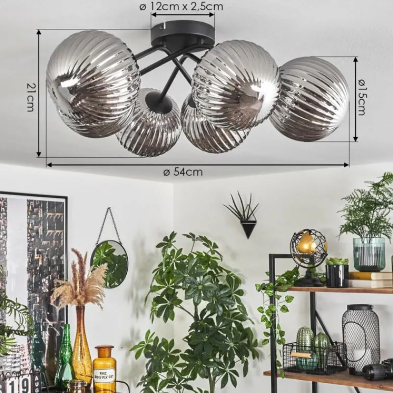 hofstein Plafonnier Chehalis Fumé, 6 lumières