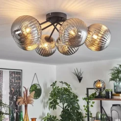 hofstein Plafonnier Chehalis Fumé, 6 lumières