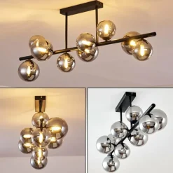 Suspension Verre Fumé-hofstein Plafonnier Chehalis LED Noir, 9 lumières