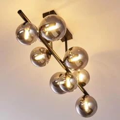 Suspension Verre Fumé-hofstein Plafonnier Chehalis LED Noir, 9 lumières