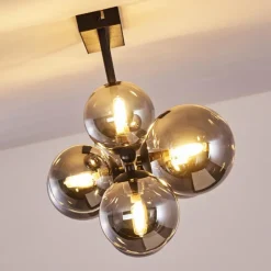 Suspension Verre Fumé-hofstein Plafonnier Chehalis LED Noir, 9 lumières