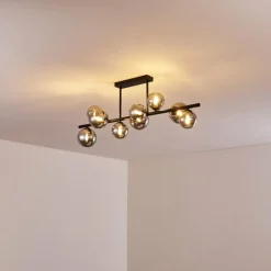 Suspension Verre Fumé-hofstein Plafonnier Chehalis LED Noir, 9 lumières