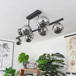 Suspension Verre Fumé-hofstein Plafonnier Chehalis LED Noir, 9 lumières