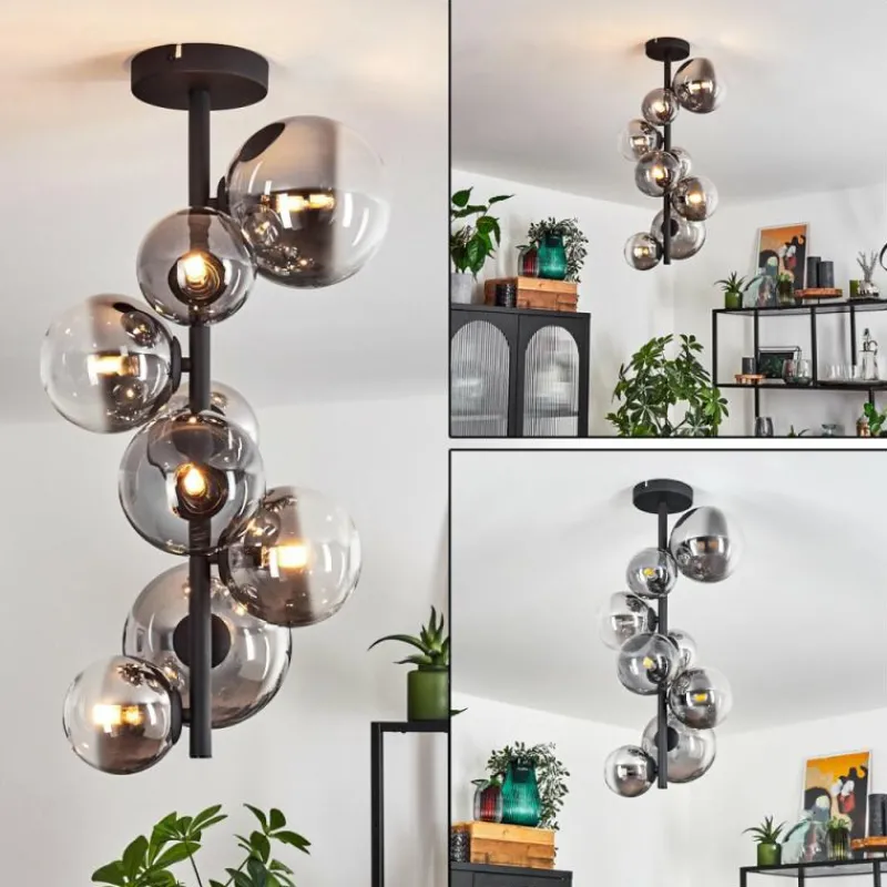 hofstein Plafonnier Chehalis Noir, 8 lumières