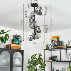 hofstein Plafonnier Chehalis Noir, 8 lumières