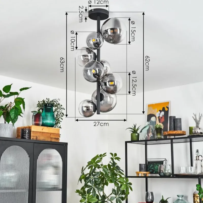 hofstein Plafonnier Chehalis Noir, 8 lumières