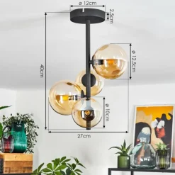 hofstein Plafonnier Chehalis Noir, 4 lumières