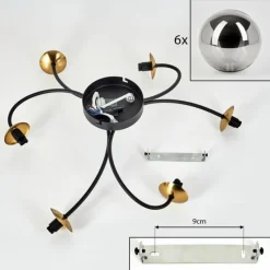 Lampes Dorées-hofstein Plafonnier Chehalis Or, Noir, 6 lumières