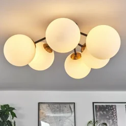 hofstein Plafonnier Chehalis Or, Noir, 6 lumières