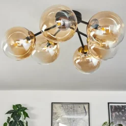 hofstein Plafonnier Chehalis Or, Noir, 6 lumières