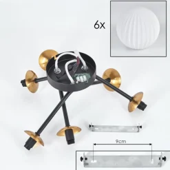 hofstein Plafonnier Chehalis Or, Noir, 6 lumières