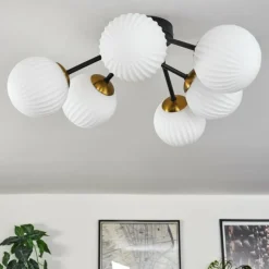 hofstein Plafonnier Chehalis Or, Noir, 6 lumières