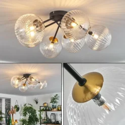 hofstein Plafonnier Chehalis Or, Noir, 6 lumières