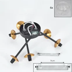 hofstein Plafonnier Chehalis Or, Noir, 6 lumières