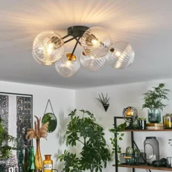 hofstein Plafonnier Chehalis Or, Noir, 6 lumières