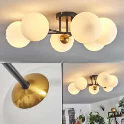 hofstein Plafonnier Chehalis Or, Noir, 6 lumières