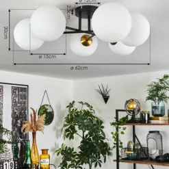 hofstein Plafonnier Chehalis Or, Noir, 6 lumières