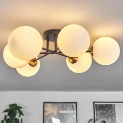 hofstein Plafonnier Chehalis Or, Noir, 6 lumières