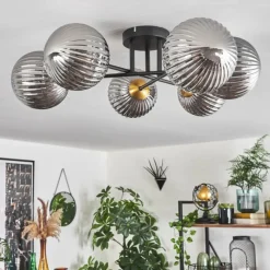 Lampes Dorées-hofstein Plafonnier Chehalis Or, Noir, 6 lumières