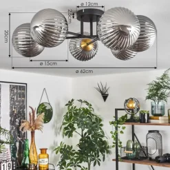 Lampes Dorées-hofstein Plafonnier Chehalis Or, Noir, 6 lumières