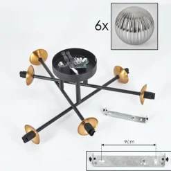 Lampes Dorées-hofstein Plafonnier Chehalis Or, Noir, 6 lumières