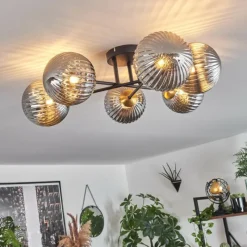 Lampes Dorées-hofstein Plafonnier Chehalis Or, Noir, 6 lumières