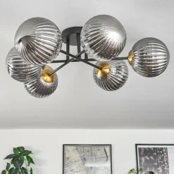 Lampes Dorées-hofstein Plafonnier Chehalis Or, Noir, 6 lumières