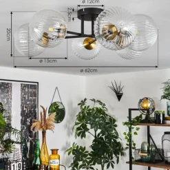 hofstein Plafonnier Chehalis Or, Noir, 6 lumières