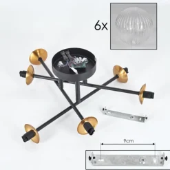 hofstein Plafonnier Chehalis Or, Noir, 6 lumières