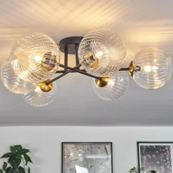 hofstein Plafonnier Chehalis Or, Noir, 6 lumières